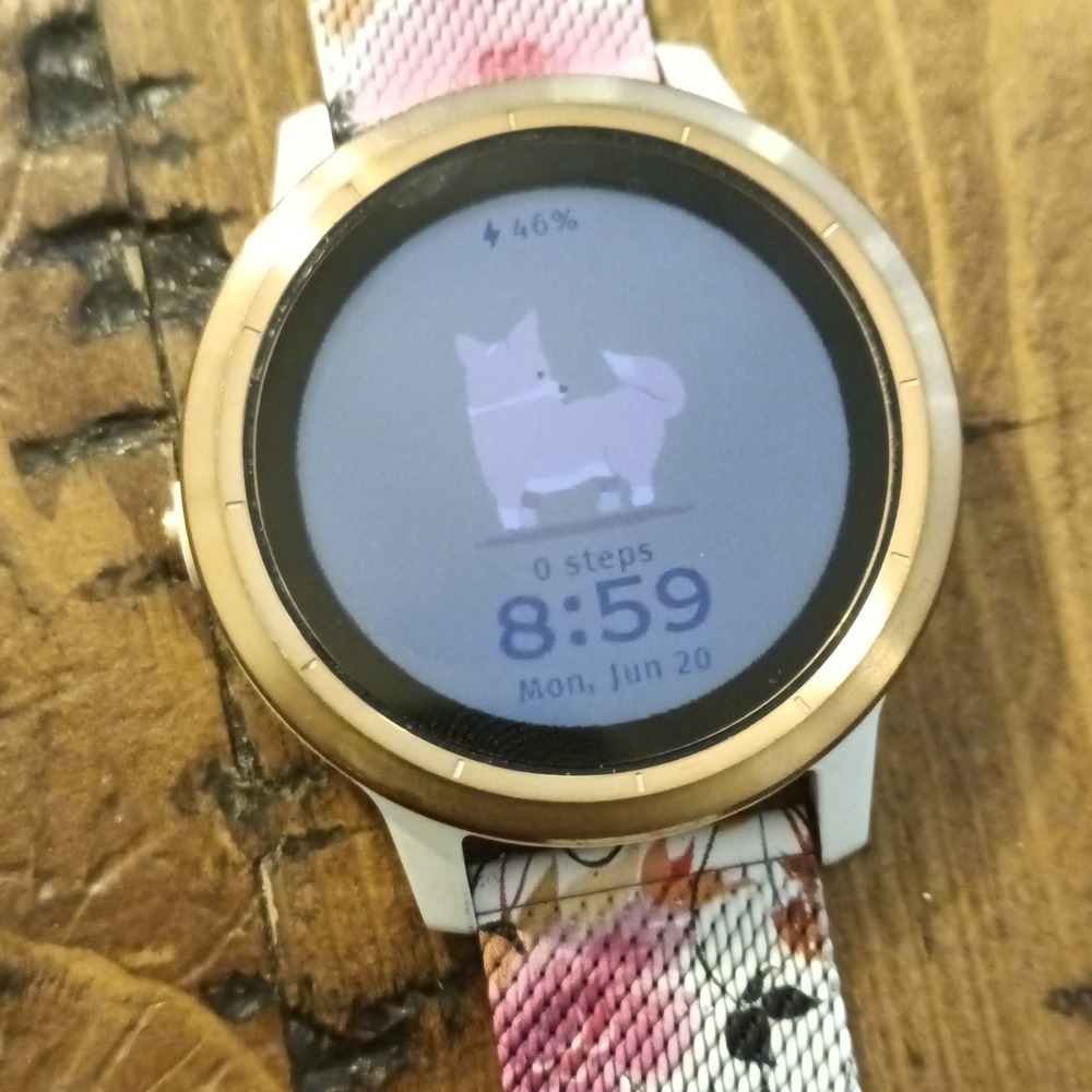 Garmin Vivoactive 3 GPS Smartwatch Rose Gold White Floral Mesh Band CA